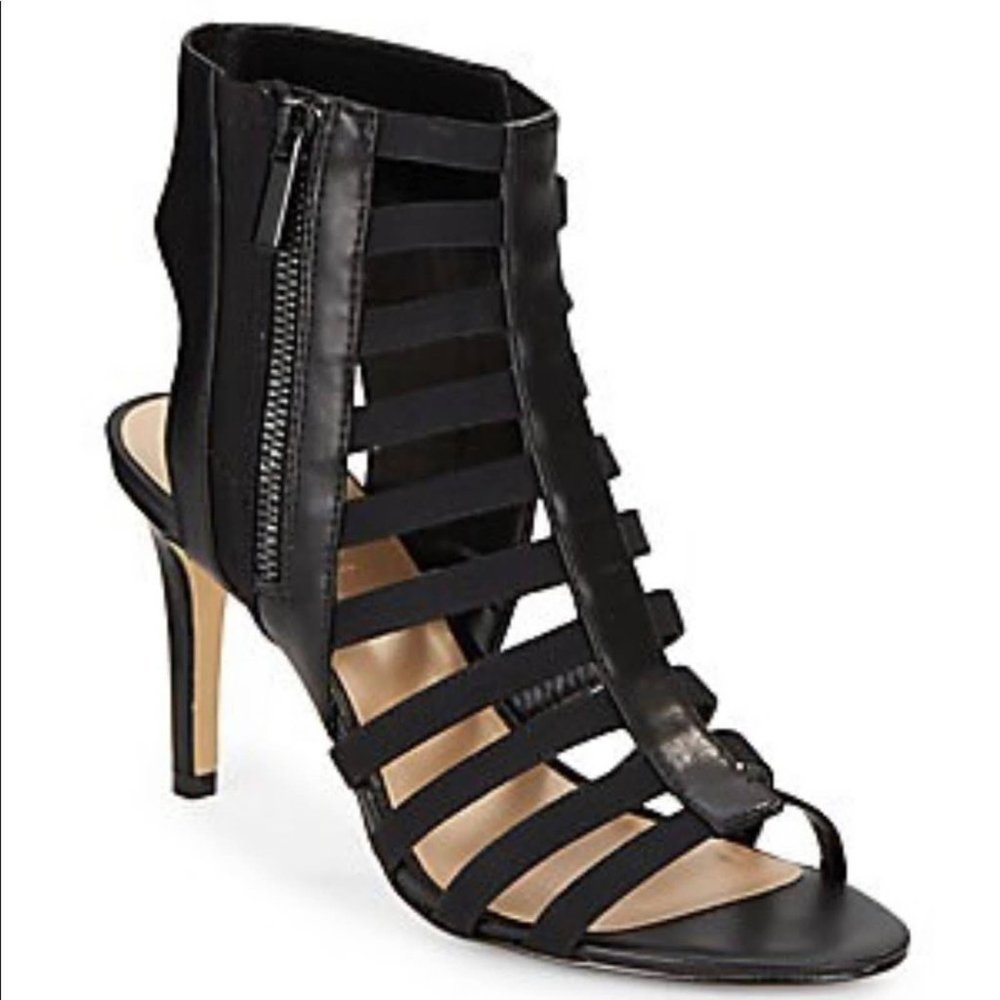 Black Saks Fifth Ave 'Deanna' Caged Sandals - 7 - Picture 2 of 16